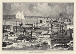 La febbre della vela a New York, i battelli a vapore che seguono la gara da Charles Edward Dixon